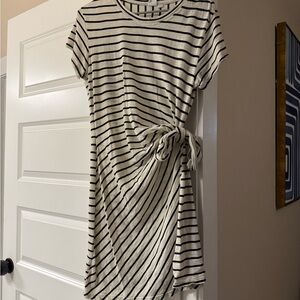 Striped Navy and White Tie-Front Dress